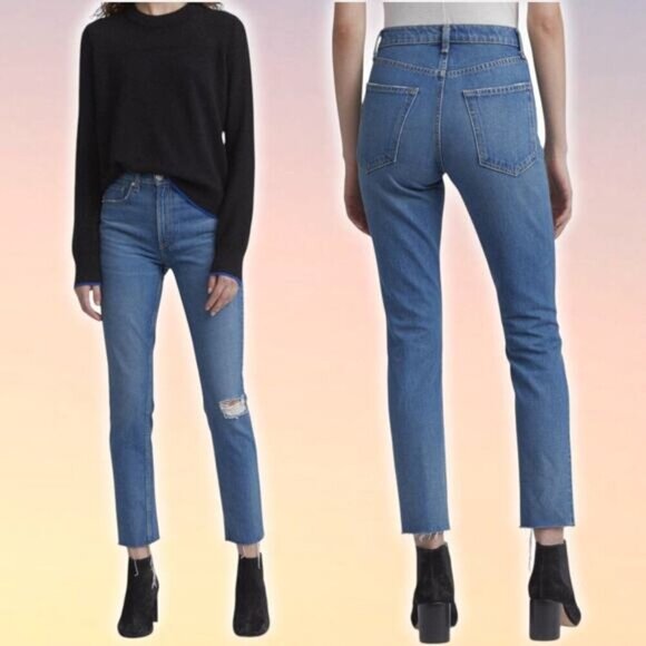 RAG & BONE High Rise Ankle Skinny in Pamela Size 26 Raw Hem - Picture 1 of 8